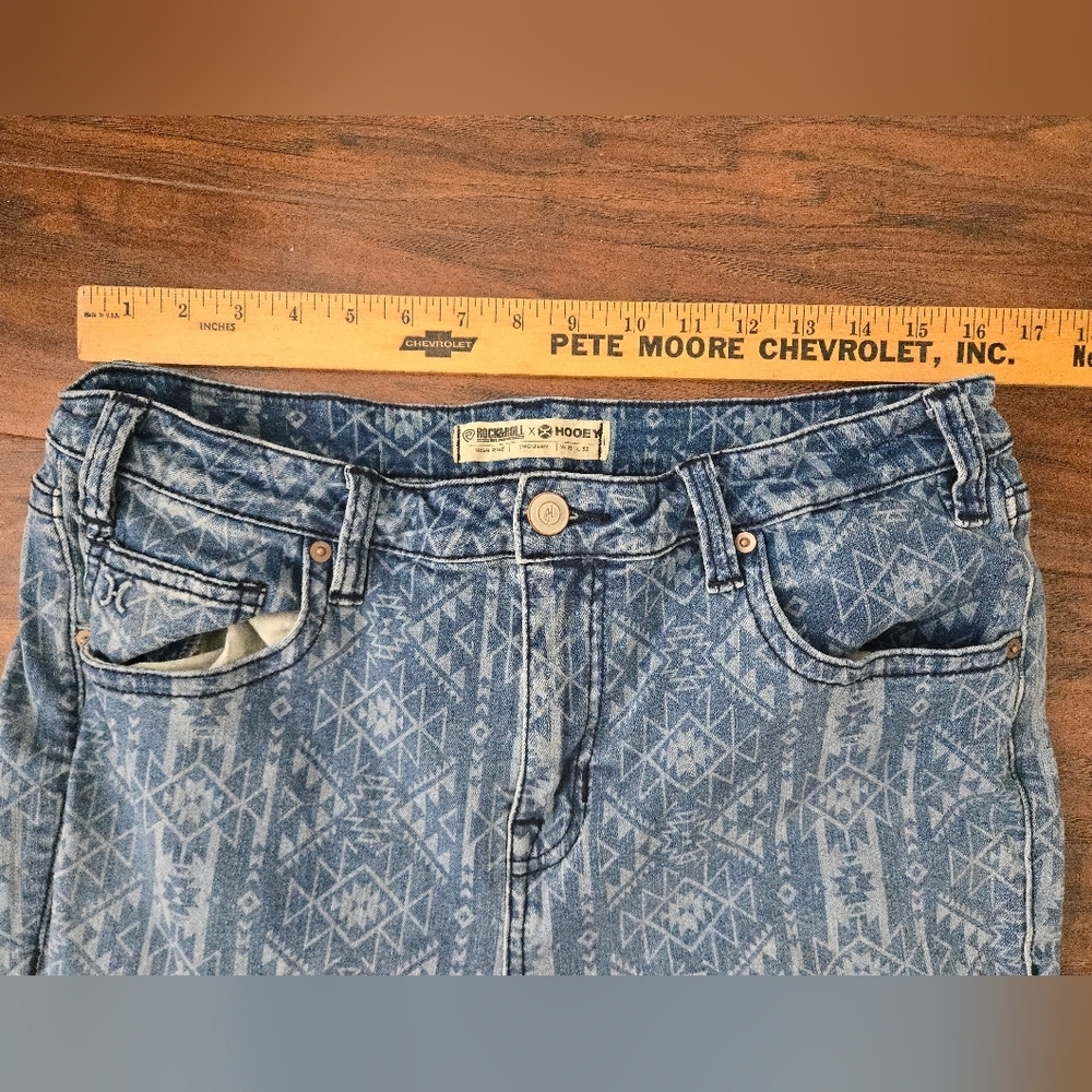 Rock And Roll Hooey Aztec High Rise Trouser Jeans Womens Size 33x32 Western - Picture 10 of 10
